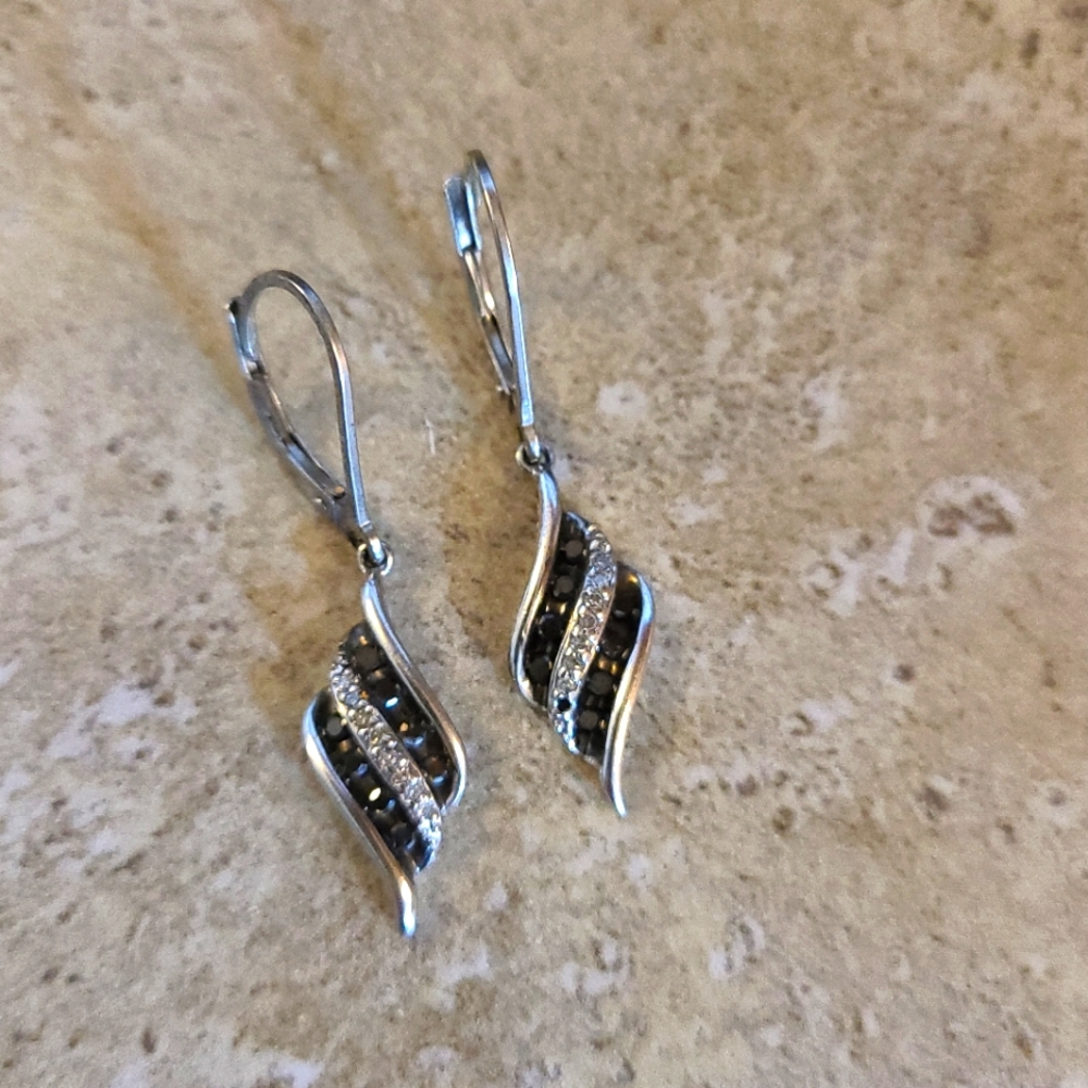 Elegant black diamond drop earrings